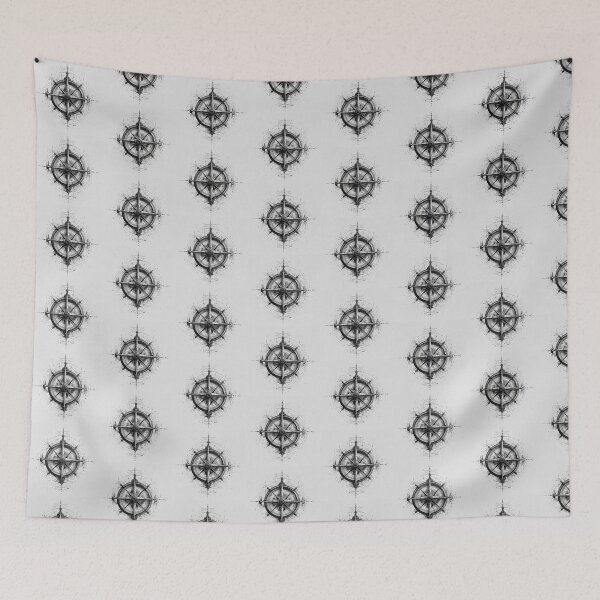 Item preview, Vintage Compass Rose Monochrome Nautical Illustration designed and sold by onubi.