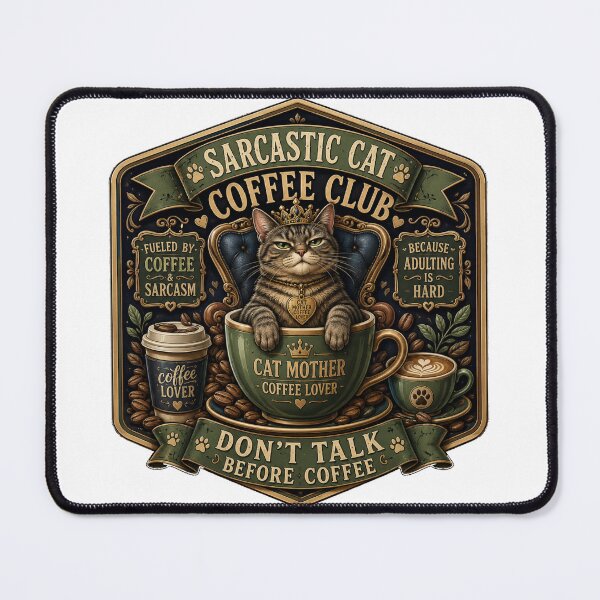 Item preview, Sarcastic Cat Coffee Club T Shirt, Don't Talk Before Coffee Mug, Funny Cat Owner Gift designed and sold by YMLux.