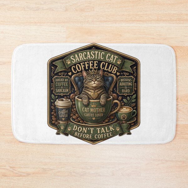 Item preview, Sarcastic Cat Coffee Club T Shirt, Don't Talk Before Coffee Mug, Funny Cat Owner Gift designed and sold by YMLux.