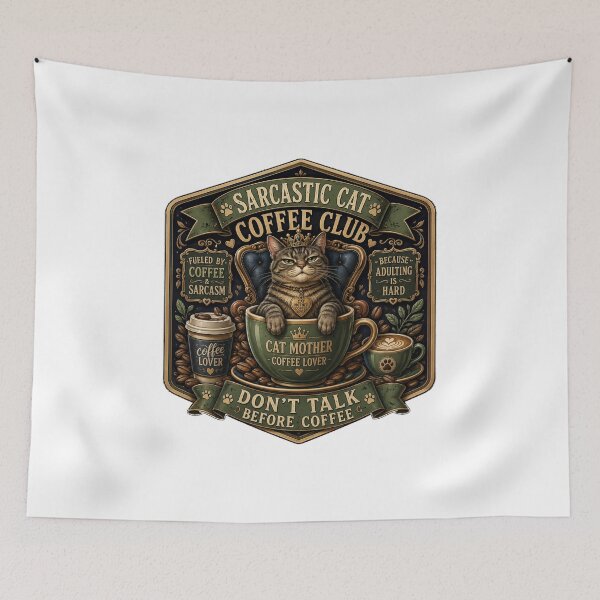 Item preview, Sarcastic Cat Coffee Club T Shirt, Don't Talk Before Coffee Mug, Funny Cat Owner Gift designed and sold by YMLux.