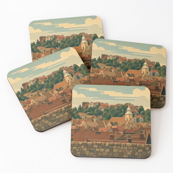 Item preview, Romania - Art Deco–inspired illustration of Brașov designed and sold by darekkocurek.