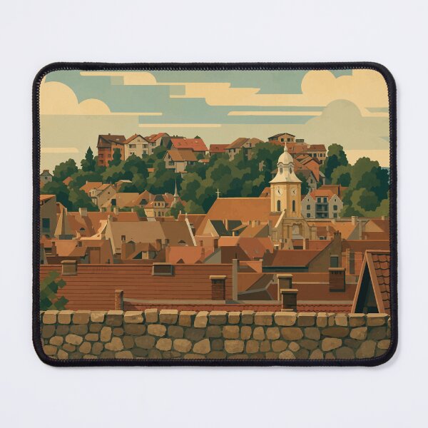 Item preview, Romania - Art Deco–inspired illustration of Brașov designed and sold by darekkocurek.