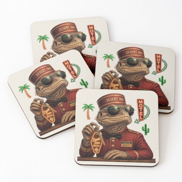 Item preview, Desert Inn Lizard - Retro Motel Concierge Reptile designed and sold by Motel Mirage.