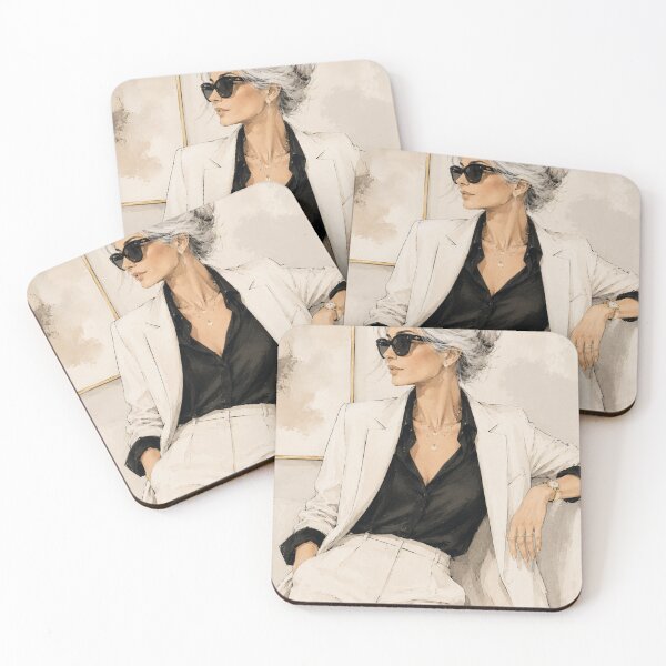 Item preview, Elegant Silver Hair Woman – Minimalist Fashion Illustration designed and sold by Nathalia Montoro.