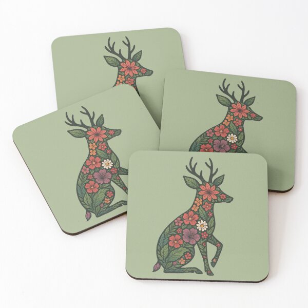 Item preview, Floral Deer Silhouette Botanical Forest Cottagecore Art designed and sold by Negisandeep studio.
