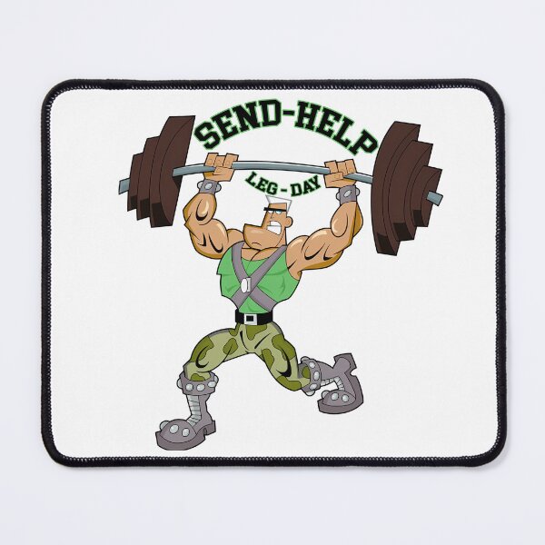 Item preview, Send Help Leg Day Funny Gym Bodybuilding Cartoon Mascot Design designed and sold by DesignArtist.ia.