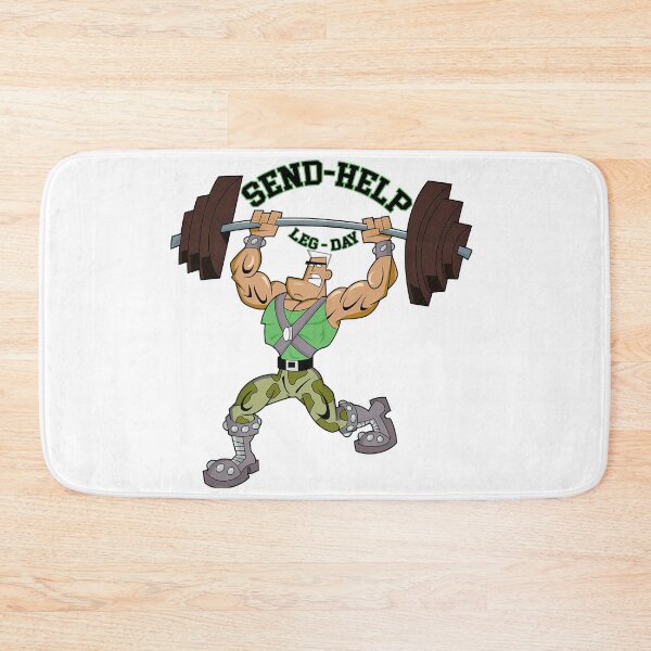 Item preview, Send Help Leg Day Funny Gym Bodybuilding Cartoon Mascot Design designed and sold by DesignArtist.ia.