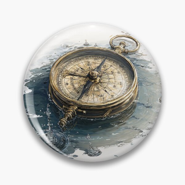 Item preview, Vintage Compass in Watercolor Splash Minimal Art designed and sold by onubi.
