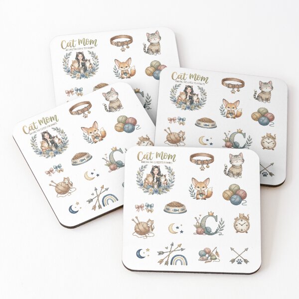 Item preview, Cat Mom Sticker Sheet | Raising the Cutest Fur Babies | Watercolor Boho Cat Stickers designed and sold by CUTE & FUN CREATIONS.