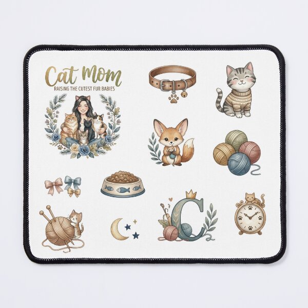 Item preview, Cat Mom Sticker Sheet | Raising the Cutest Fur Babies | Watercolor Boho Cat Stickers designed and sold by CUTE & FUN CREATIONS.
