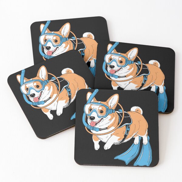 Item preview, Cute Scuba Diving Corgi Dog Snorkeling In Summer Ocean Vacation Art designed and sold by Serene woods.