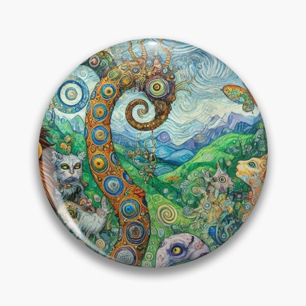 Artikelvorschau, Surreal Fantasy Landscape im Gustav Klimt Style mit Lion Spirit und mystischen Spiral Dream Vibes entworfen und verkauft von FotoworldEdel.