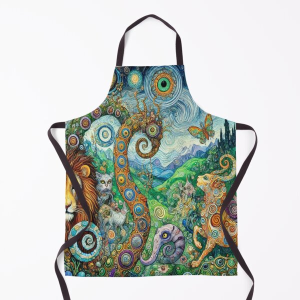 Artikelvorschau, Surreal Fantasy Landscape im Gustav Klimt Style mit Lion Spirit und mystischen Spiral Dream Vibes entworfen und verkauft von FotoworldEdel.
