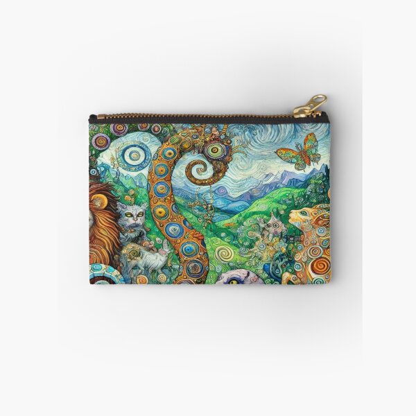 Item preview, Surreal fantasy landscape in the style of Gustav Klimt with lion spirit and mystical spiral dream vibes designed and sold by FotoworldEdel.