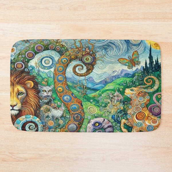 Artikelvorschau, Surreal Fantasy Landscape im Gustav Klimt Style mit Lion Spirit und mystischen Spiral Dream Vibes entworfen und verkauft von FotoworldEdel.