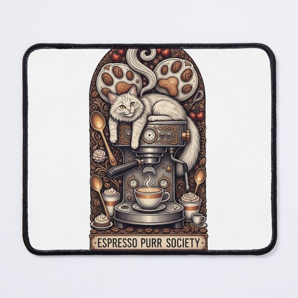 Item preview, Espresso Purr Society Cute Coffee Cat Café Art designed and sold by YMLux.