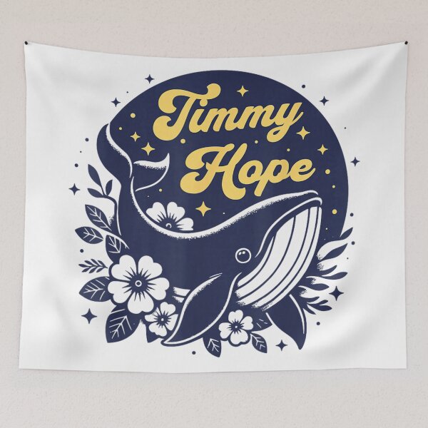 Item preview, Timmy Hope Whale Celestial Night Sky Moon And Flowers Retro Art designed and sold by River Silva.