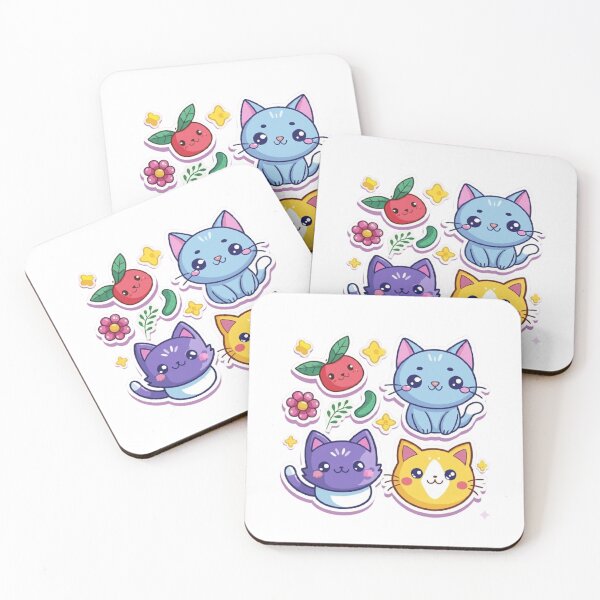 Artikelvorschau, Poste gamer Kawaii Cats and Funny Fruits - Sticker Pack entworfen und verkauft von AnyeloDesign.