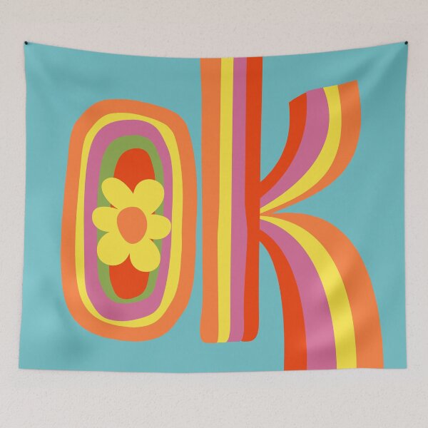 Item preview, Groovy Retro OK Typography - 70s Flower Power Aesthetic designed and sold by nineFlorals.