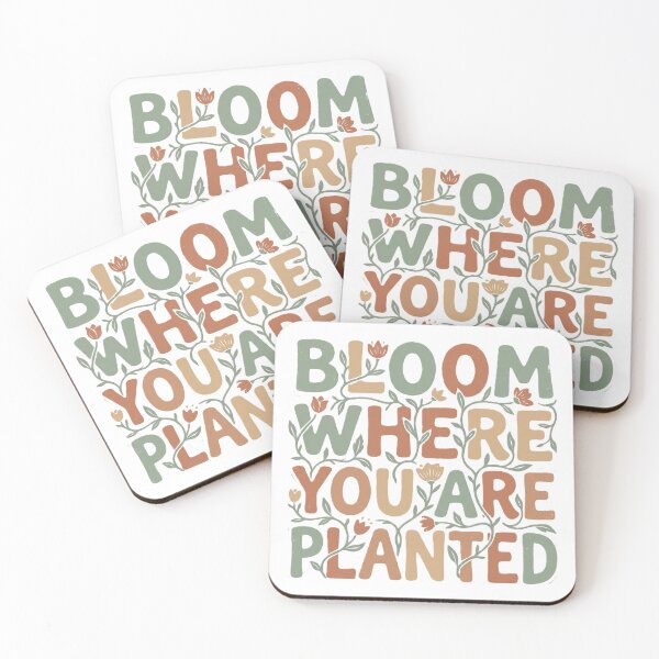Item preview, Bloom Where You Are Planted Inspirational Floral Retro Typography. designed and sold by UniqueArtsOnly.
