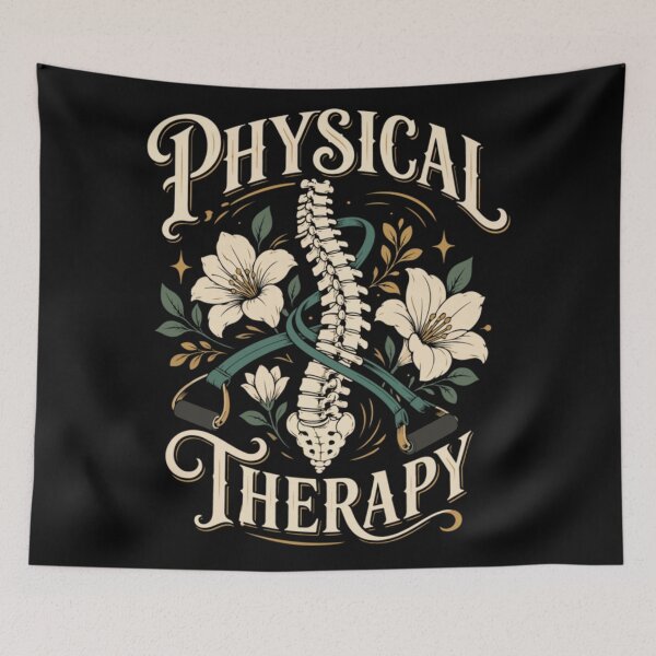 Item preview, Physical Therapy Spine Floral Chiropractic Health And Wellness Recovery Art designed and sold by River Silva.