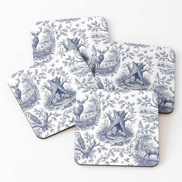 Item preview, Vintage Blue Woodland Toile - Stag, Foxes, Owls Design designed and sold by warayut.