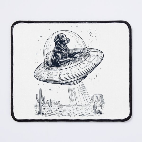 Item preview, Vintage Flat Coated Retriever Riding UFO Dog Mom Dad Lover designed and sold by DoodleTortle.