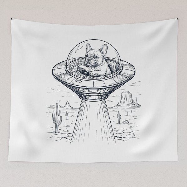 Item preview, Vintage French Bulldog Riding UFO Dog Mom Dad Lover designed and sold by DoodleTortle.