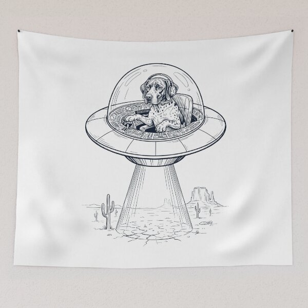 Item preview, Vintage German Shorthaired Pointer Riding UFO Dog Mom Dad Lover designed and sold by DoodleTortle.