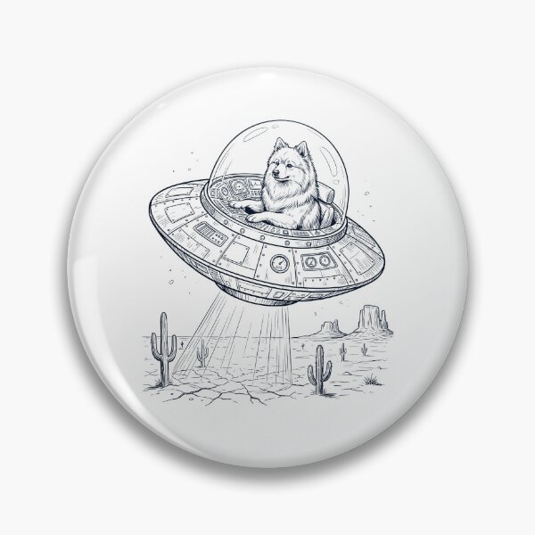 Item preview, Vintage German Spitz Riding UFO Dog Mom Dad Lover designed and sold by DoodleTortle.