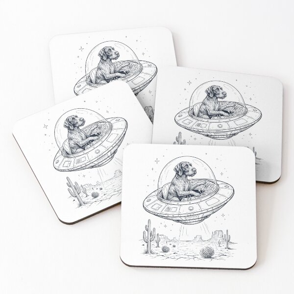 Item preview, Vintage German Wirehaired Pointer Riding UFO Dog Mom Dad Lover designed and sold by DoodleTortle.