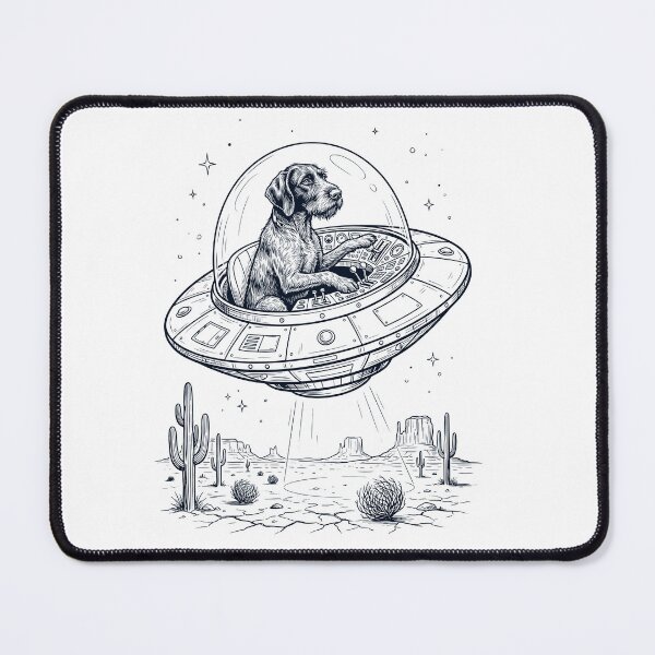 Item preview, Vintage German Wirehaired Pointer Riding UFO Dog Mom Dad Lover designed and sold by DoodleTortle.
