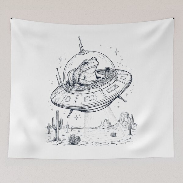 Item preview, Vintage Frog Riding UFO Animal Lover designed and sold by DoodleTortle.