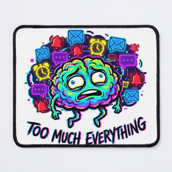 Item preview, Too Much Everything Overstimulated Brain Neon Anxiety Humor. designed and sold by UniqueArtsOnly.