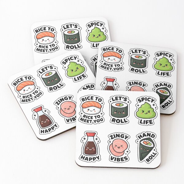 Item preview, Kawaii Sushi Party Sticker Set - Cute Japanese Food Puns designed and sold by SimpleP.