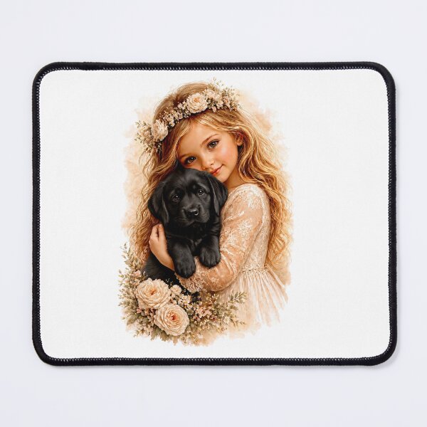 Item preview, Girl With Black Labrador Puppy designed and sold by Liededrom..