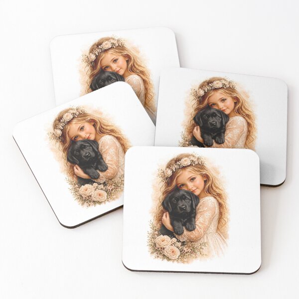 Item preview, Girl With Black Labrador Puppy designed and sold by Liededrom..