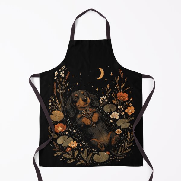 Item preview, Cute Sleeping Dachshund Dog Floating in Floral Night Garden with Crescent Moon designed and sold by Taniyah Gomes.