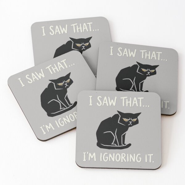 Item preview, I Saw That I'm Ignoring It Funny Black Cat Introvert Meme. designed and sold by UniqueArtsOnly.