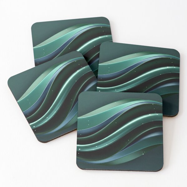 Item preview, Emerald Fluid Waves Abstract Digital Background designed and sold by IntelliMindDesigns.