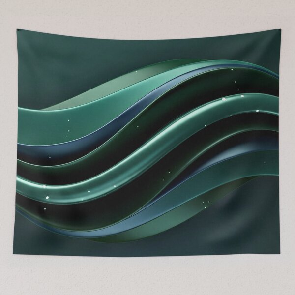 Item preview, Emerald Fluid Waves Abstract Digital Background designed and sold by IntelliMindDesigns.