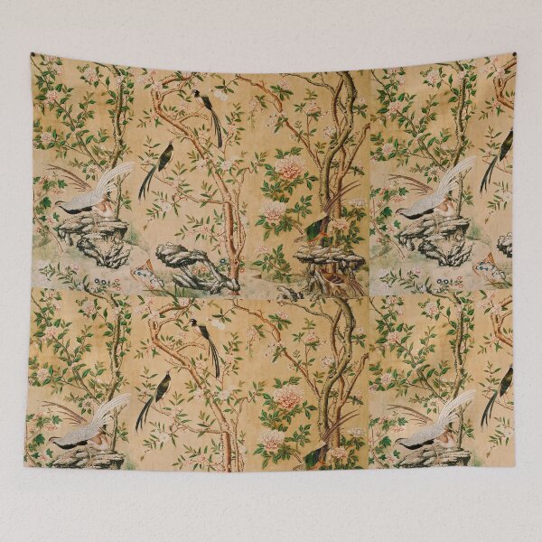 Item preview, Vintage Asian Bird and Blossom Wallpaper Art Print | Chinoiserie Floral Nature Decor designed and sold by Grand Illusions.