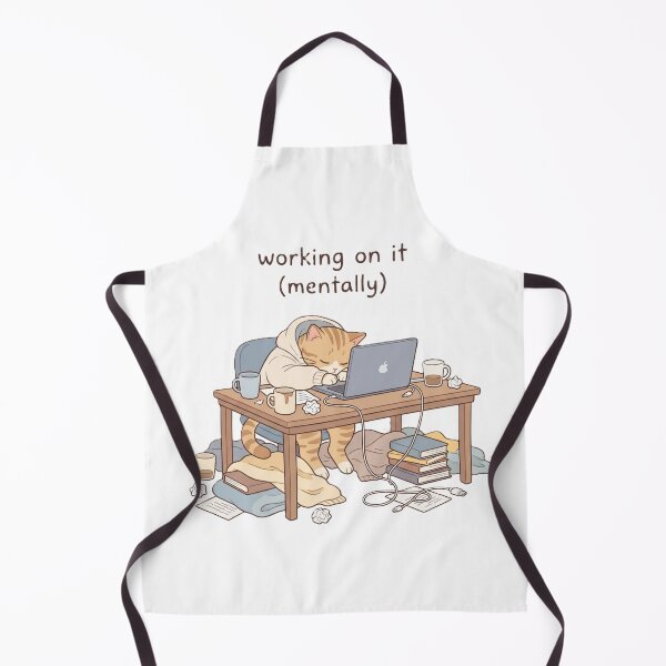 Item preview, Working On It Mentally Cute Cat Productivity Burnout Design. designed and sold by UniqueArtsOnly.