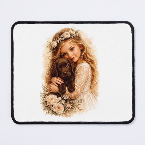 Item preview, Girl With Chocolate Labrador Puppy designed and sold by Liededrom..