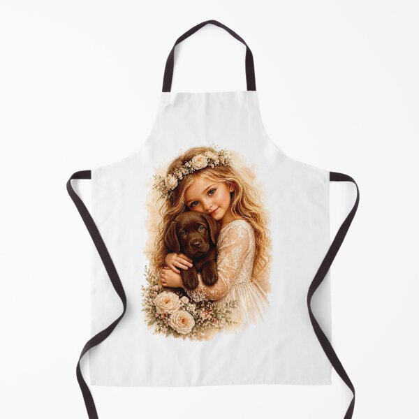 Item preview, Girl With Chocolate Labrador Puppy designed and sold by Liededrom..