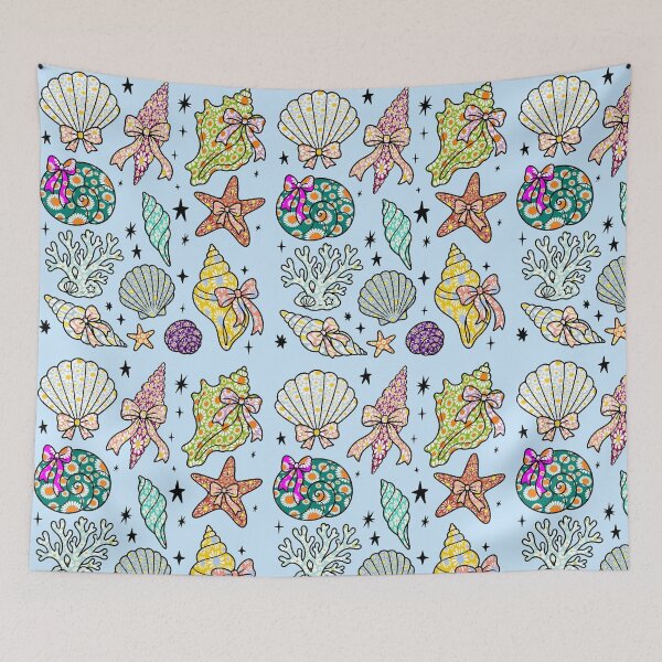 Item preview, Coastal Coquette Floral Seashell Beachcore Summer Aesthetic designed and sold by FreshVibe Prints.
