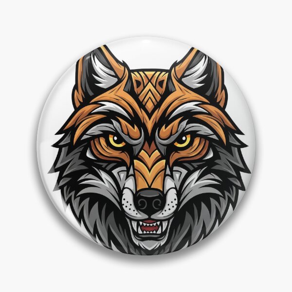 Item preview, A stylized illustration of a wolf with sharp teeth and yellow eyes designed and sold by VerizalShop.