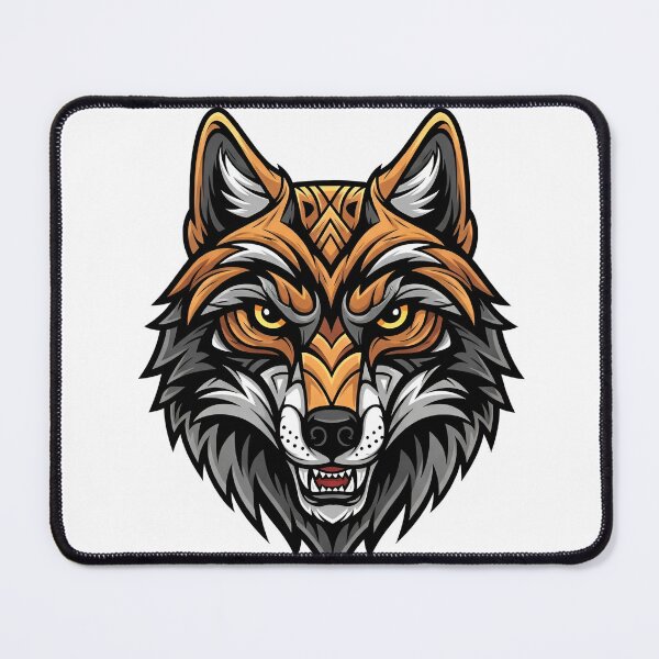 Item preview, A stylized illustration of a wolf with sharp teeth and yellow eyes designed and sold by VerizalShop.