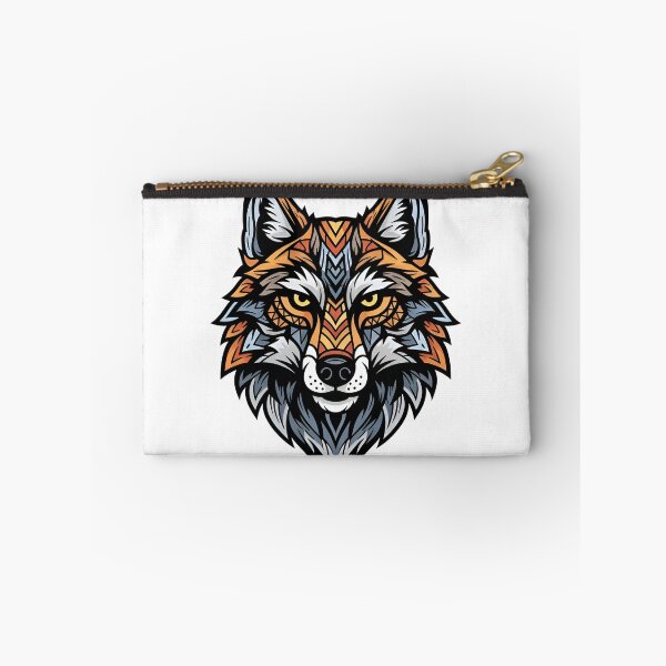 Item preview, A colorful wolf's head with a mix of orange, gray, and white fur designed and sold by VerizalShop.