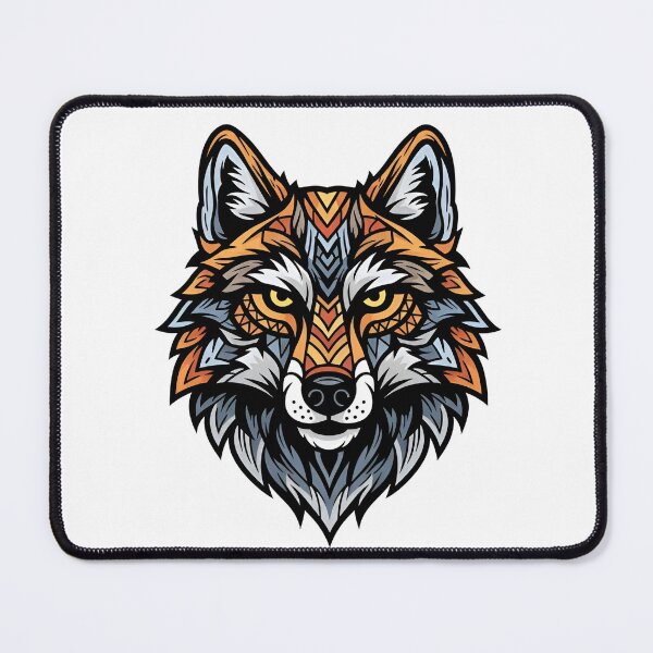 Item preview, A colorful wolf's head with a mix of orange, gray, and white fur designed and sold by VerizalShop.